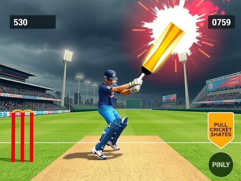 Powerhouse Pull Shotter Gameplay Screenshot - Indian player hitting a massive six in a gully cricket match